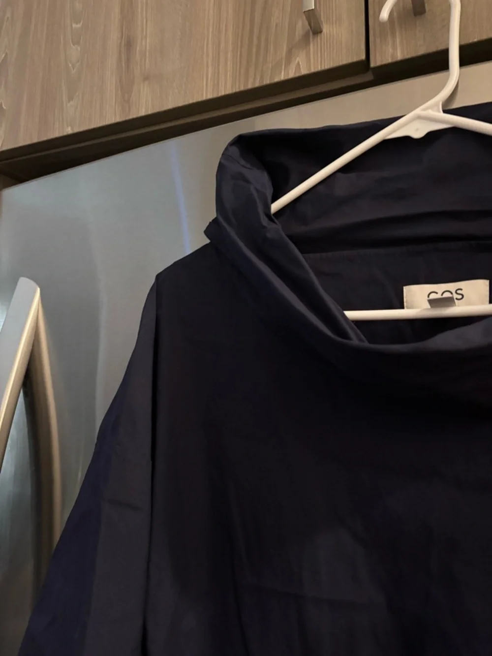 COS Navy Funnel-Neck Short-Sleeve Shirt - Picture 3 of 4
